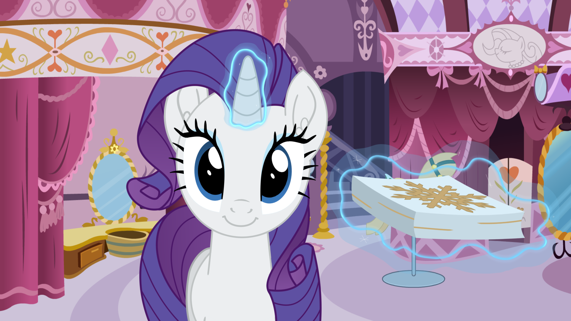 20231022111943839-3108902__safe_artist-colon-tiarawhy_rarity_pony_unicorn_carousel+boutique_female_game+screencap_glowing_glowing+horn_horn_pony+waifu+sim_present_solo