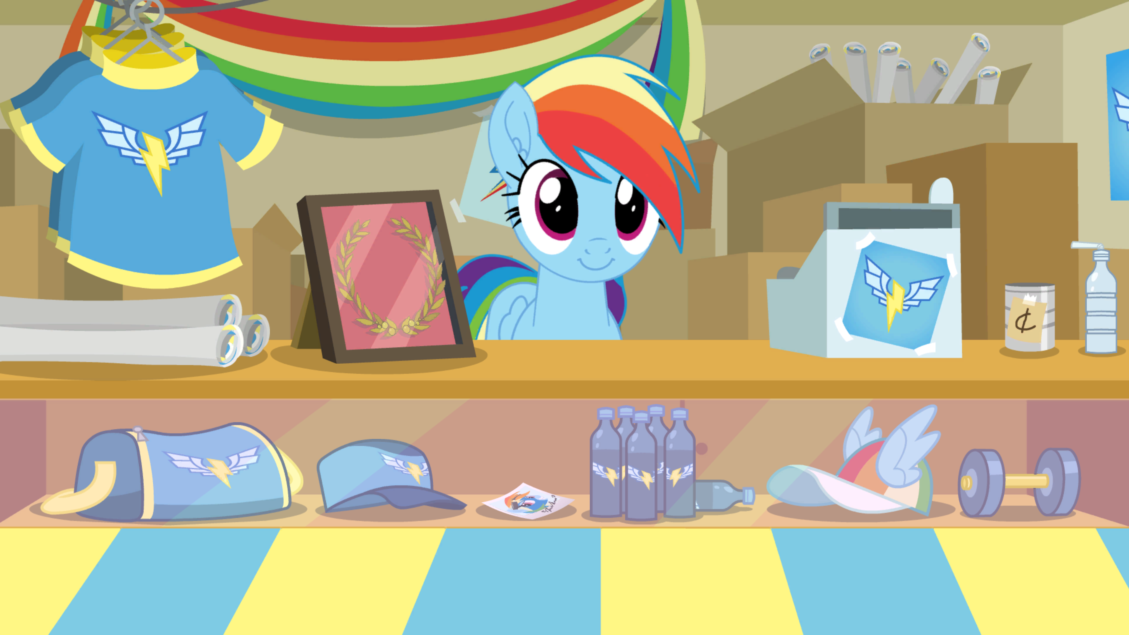 20231022111953138-3109003__safe_artist-colon-tiarawhy_rainbow+dash_pegasus_pony_4k_clothes_female_game+screencap_hat_high+res_pony+waifu+sim_shirt_solo_t-dash-shirt_wonderbolts+l