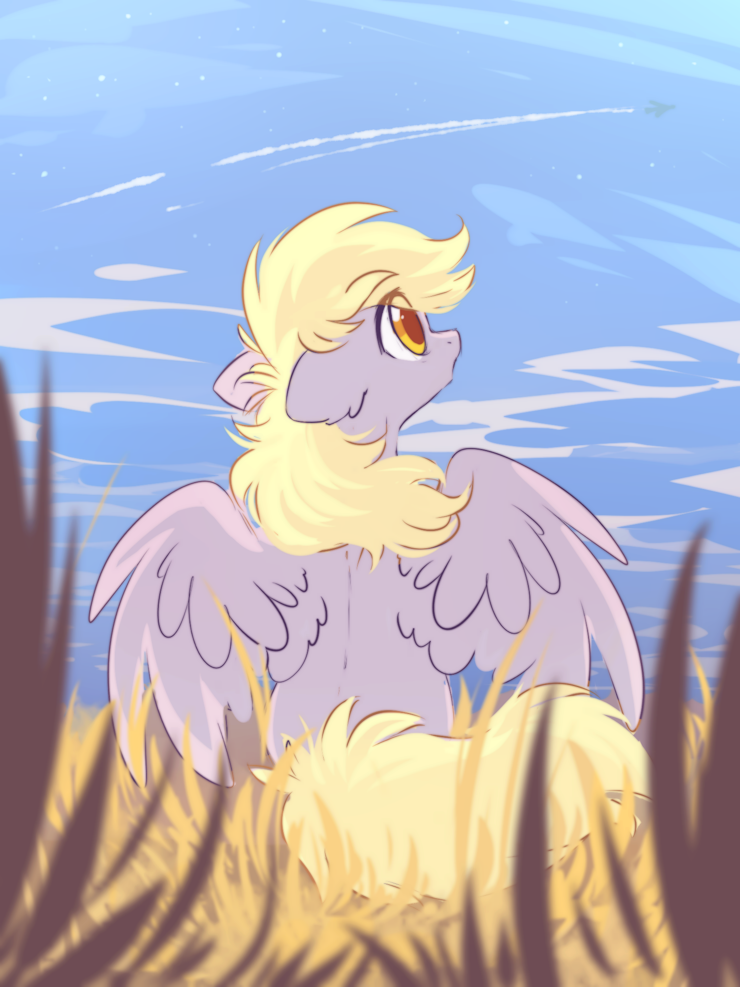 20231105001420583-2260671__safe_artist-colon-mirtash_derpy+hooves_pegasus_pony_contrail_cute_derpabetes_ear+fluff_featured+image_female_field_floppy+ears_foreground_grass_looking