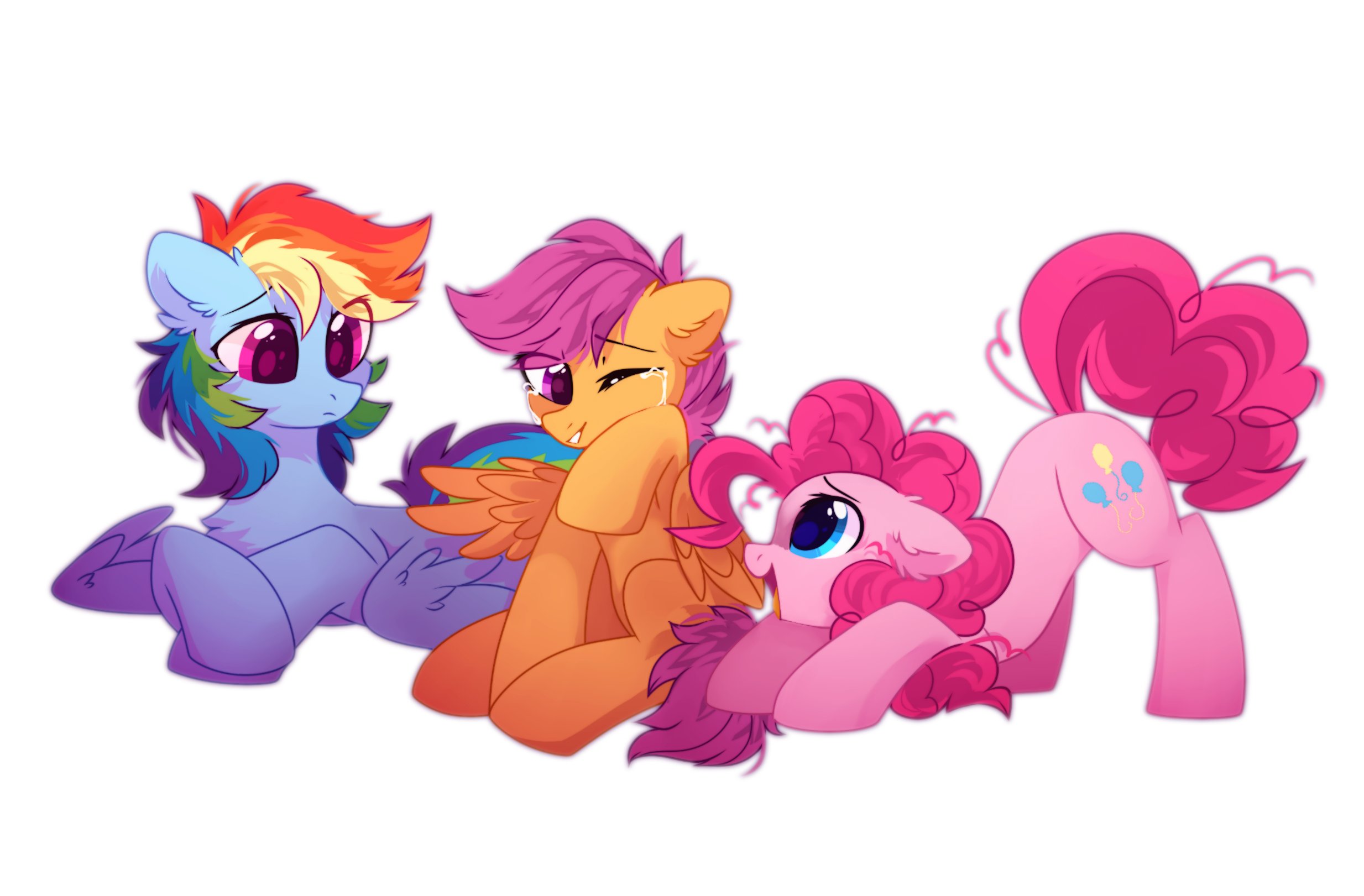 20231105001504144-2370478__safe_artist-colon-mirtash_pinkie+pie_rainbow+dash_scootaloo_earth+pony_pegasus_pony_crying_cute_ear+fluff_eye+clipping+through+hair_female_filly_foal_m