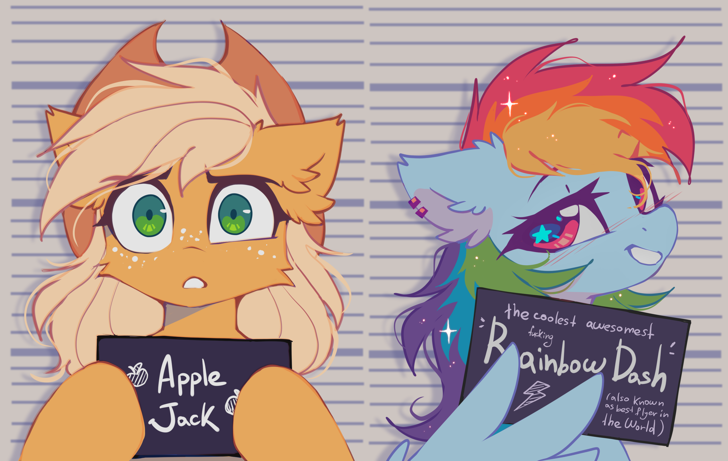 20231105001840165-3133753__safe_artist-colon-mirtash_applejack_rainbow+dash_earth+pony_pegasus_pony_barbie_barbie+film_barbie+mugshot+meme_cheek+fluff_duo_duo+female_ear+fluff_ea