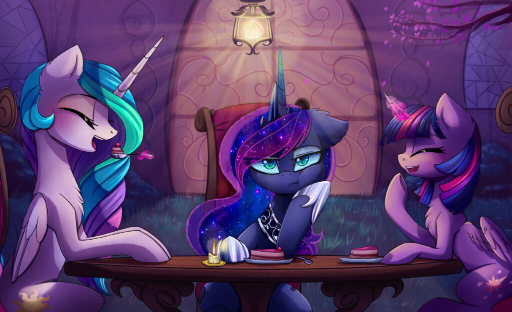 20231118011418537-1173650__safe_artist-colon-magnaluna_princess+celestia_princess+luna_twilight+sparkle_alicorn_pony_g4_-colon-t_bored_cake_cakelestia_chest+fluff_color+porn_cute