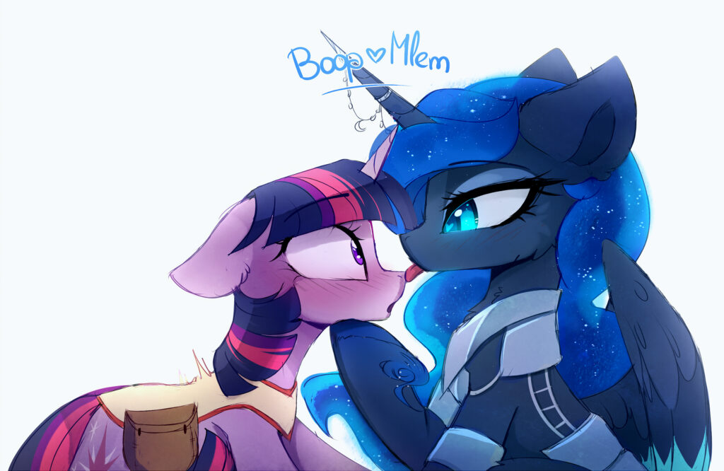 20231118012625633-1704677__safe_artist-colon-magnaluna_princess+luna_twilight+sparkle_pony_nomad+au_bag_boop_cute_daaaaaaaaaaaw_female_floppy+ears_horn+jewelry_jewelry_lesbian_lo