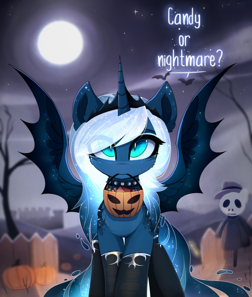 20231118012711210-1863938__safe_artist-colon-magnaluna_princess+luna_alicorn_bat+pony_bat+pony+alicorn_pony_alternate+hairstyle_choker_clothes_crown_cute_dialogue_female_full+moo