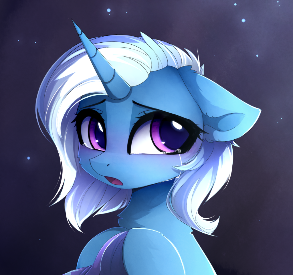 20231118012711378-1848189__safe_artist-colon-magnaluna_trixie_pony_unicorn_bust_cheek+fluff_chest+fluff_clothes_crying_cute_diatrixes_ear+fluff_female_floppy+ears_fluffy_hat_high