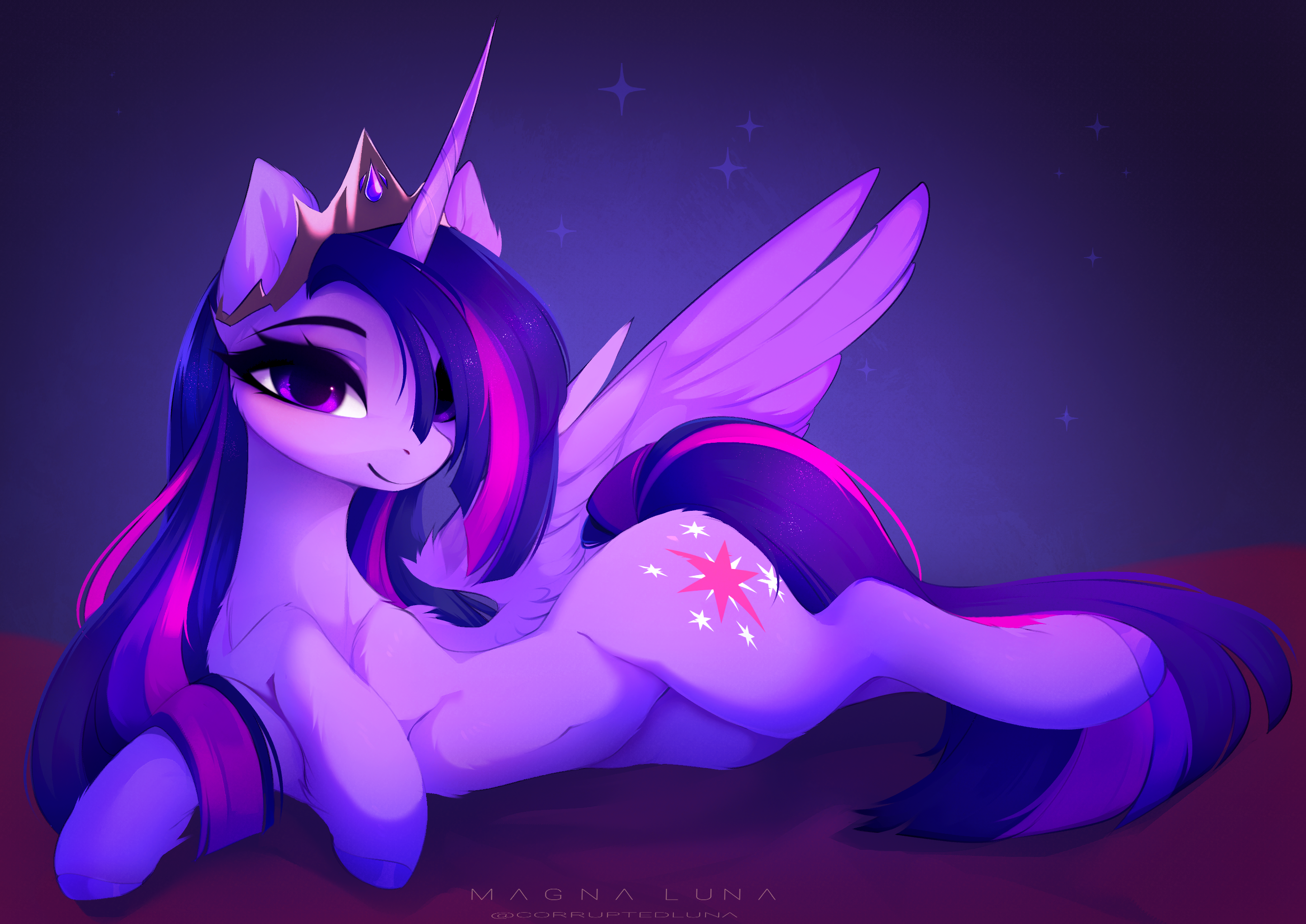 20231118013215916-2858894__safe_artist-colon-magnaluna_twilight+sparkle_alicorn_pony_the+last+problem_beautiful_belly+button_crossed+hooves_cute_female_hair+physics_high+res_jewe