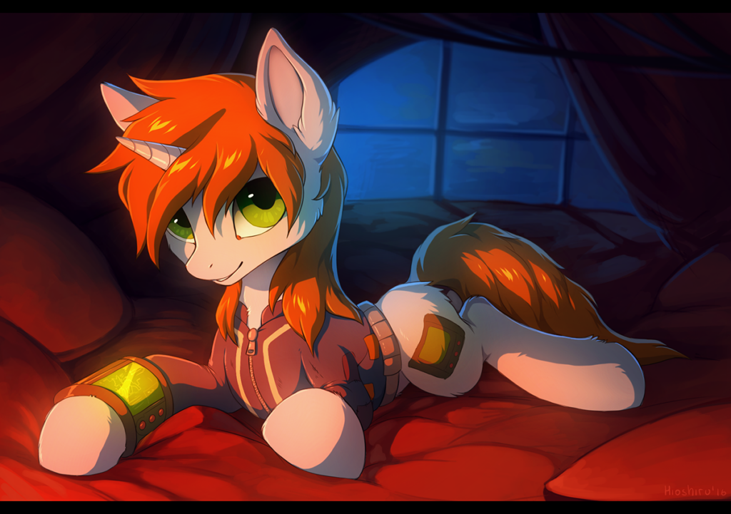 20231202221932365-1222115__safe_artist-colon-hioshiru_oc_oc+only_oc-colon-littlepip_pony_unicorn_fallout+equestria_bed_clothes_cute_fanfic_fanfic+art_female_fluffy_hooves_horn_ju