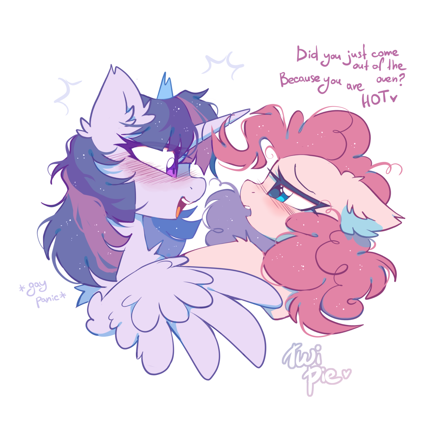20231203001607616-3122356__safe_artist-colon-mirtash_pinkie+pie_twilight+sparkle_alicorn_earth+pony_pony_g4_dialogue_duo_ear+fluff_female_lesbian_mare_pickup+lines_ship-colon-twi